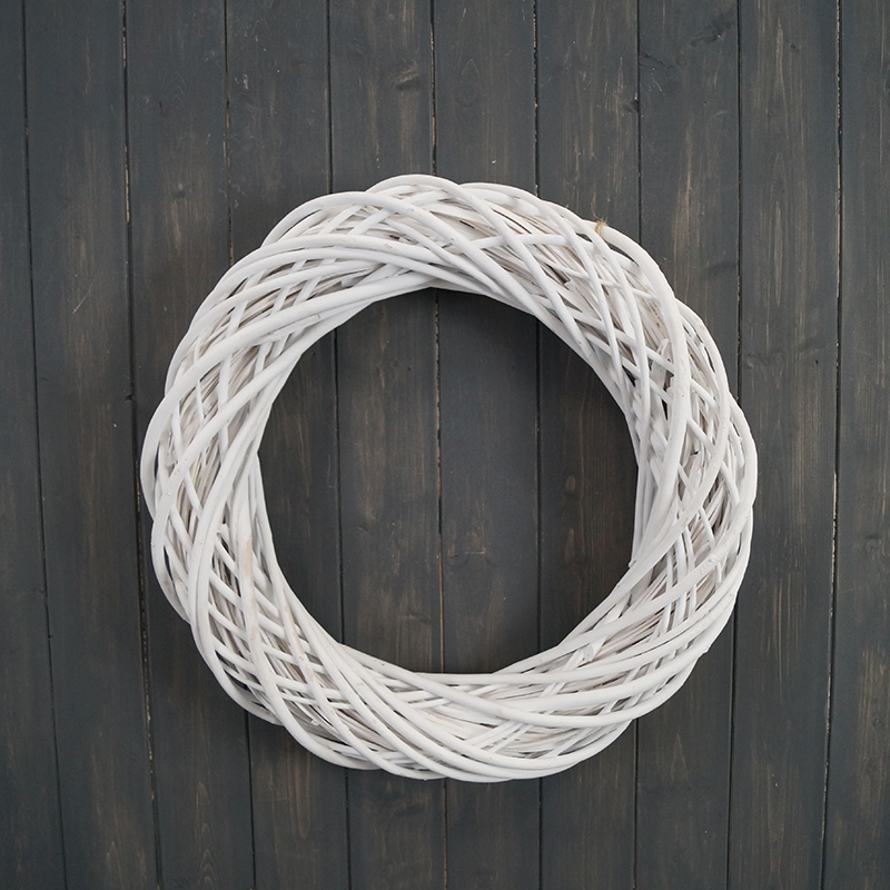 Large Round White Willow Wreath (50cm) detail page